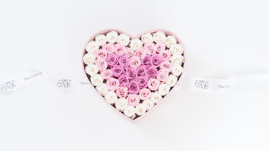 Preserved Small Heart Box Pink Gradient Roses