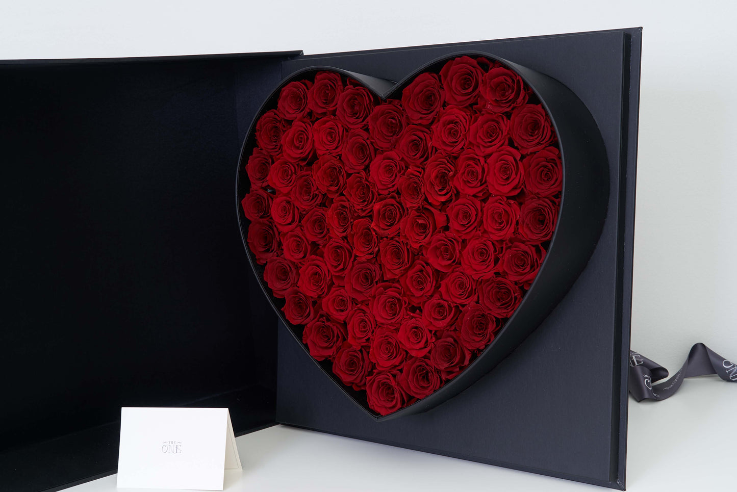 Preserved Large Heart Box Red Roses