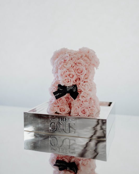 Preserved Acrylic Pink Rose Bear