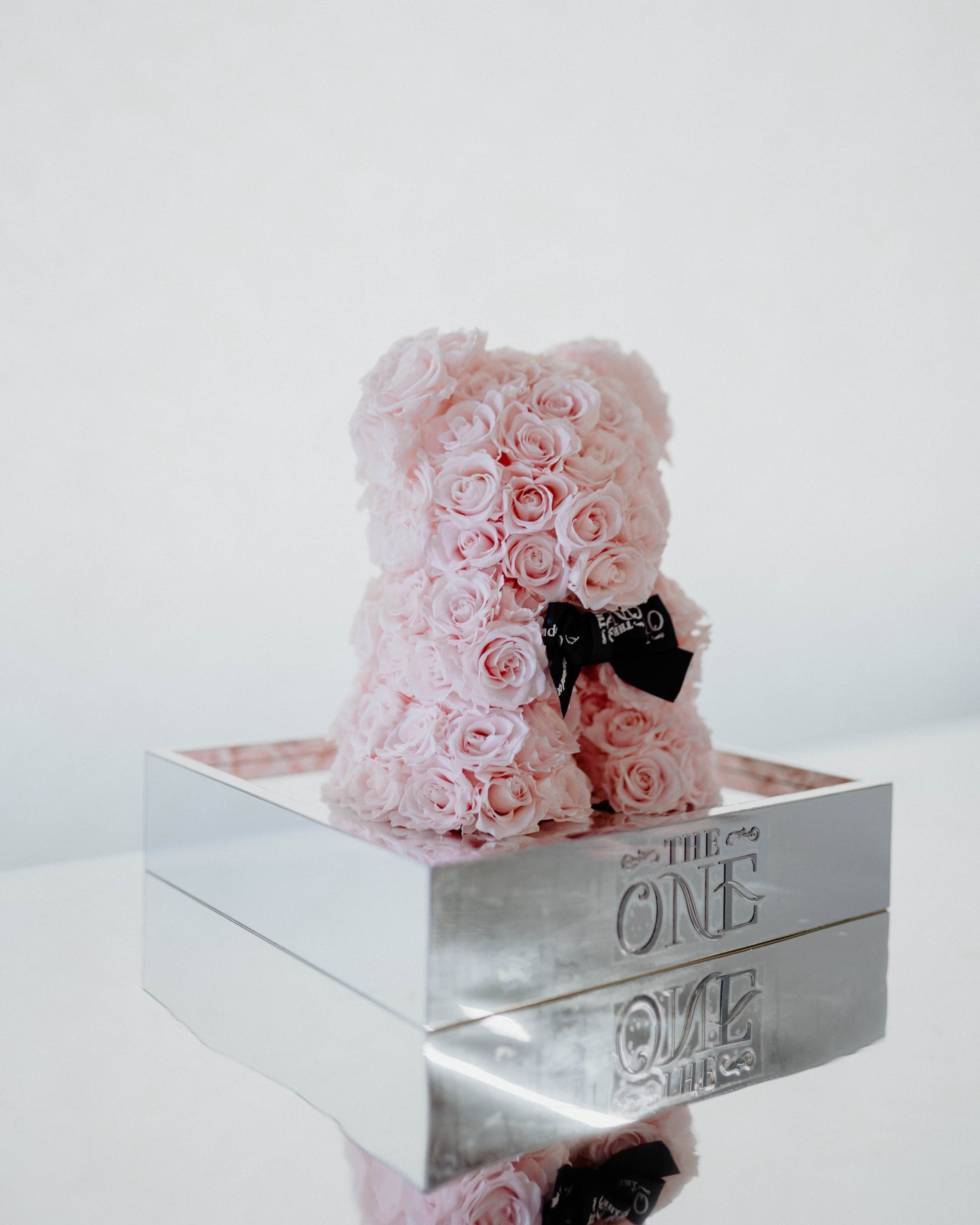 Preserved Acrylic Pink Rose Bear