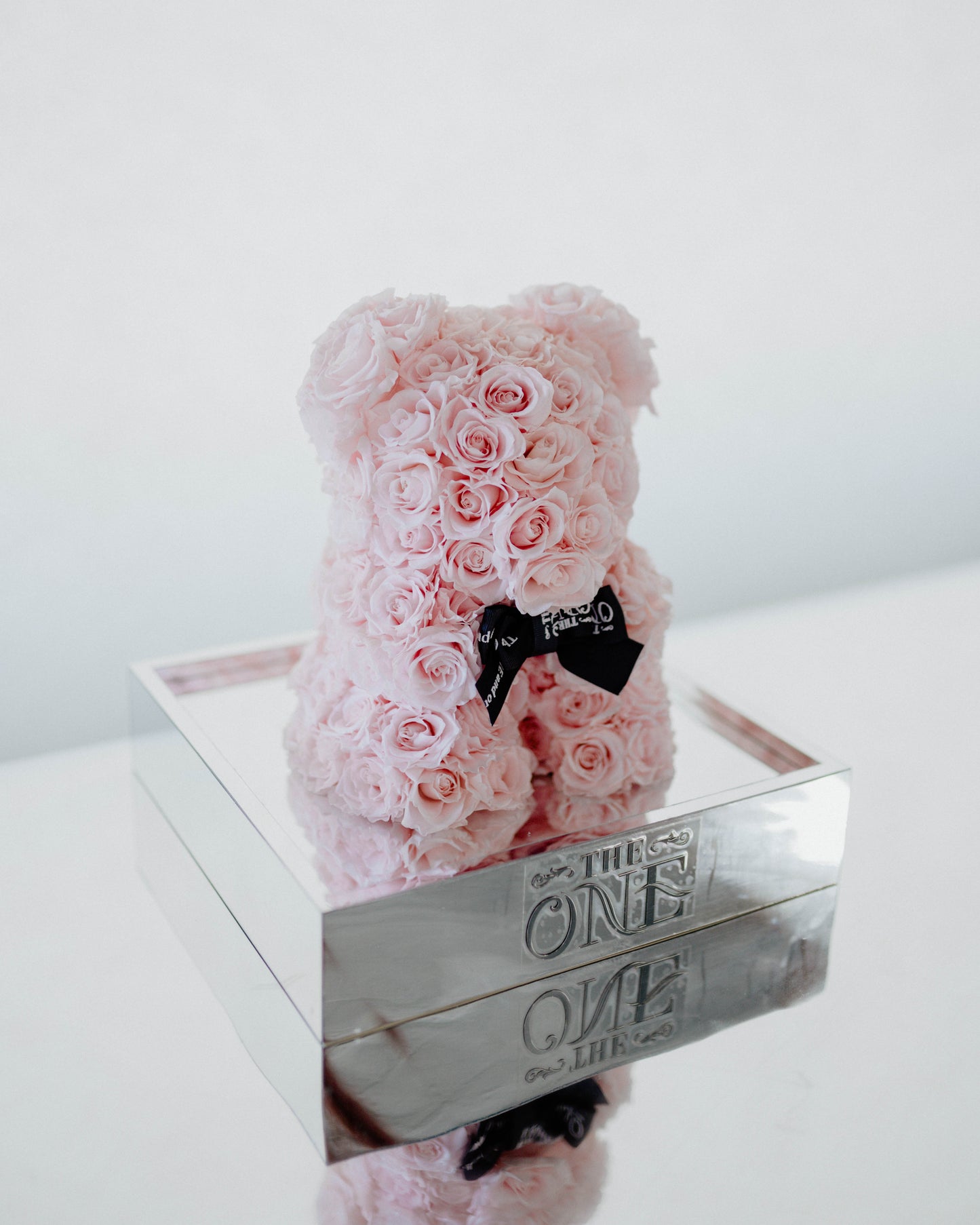 Preserved Acrylic Pink Rose Bear
