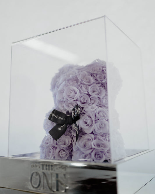 Preserved Acrylic Purple Rose Bear
