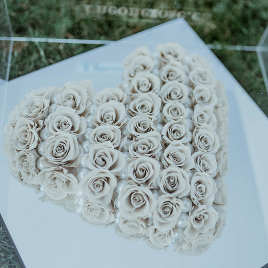 Preserved Acrylic White Heart with Pearls